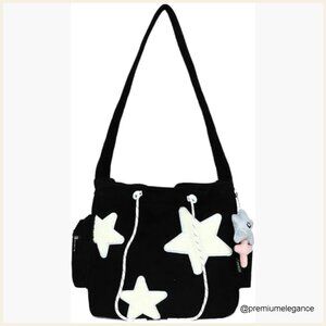 Corduroy Crossbody Tote Bag with Zipper Closure, Adjustable Strap, 4 Pockets